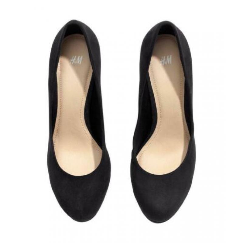 H&M zwarte suede Plateau pumps hakschoenen hak 10 cm maat 40