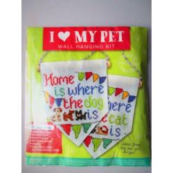 Borduurpakket Miniatuur~I Love my Pet~Aida~Borduren~Dog Cat