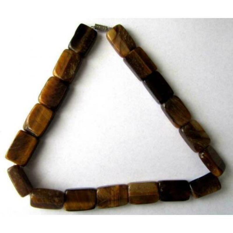 Vintage mooie ketting met grote tijgeroog edelsteen 109 gr