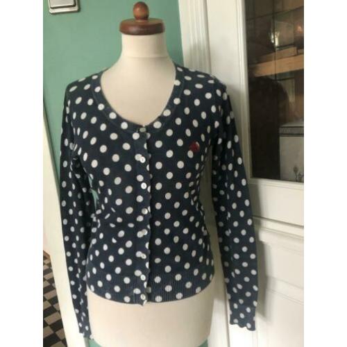Leuk blauw-wit polkadot vestje van Fornarina maat M.