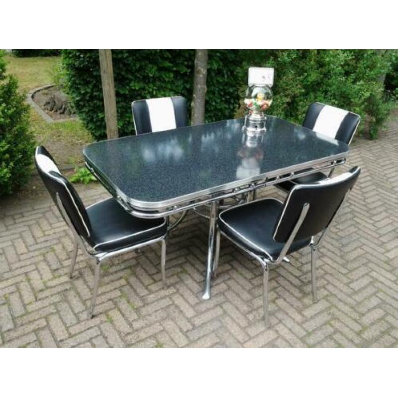 Bel Air Amerikaanse diner tafel + 4 stoelen fifties sixties