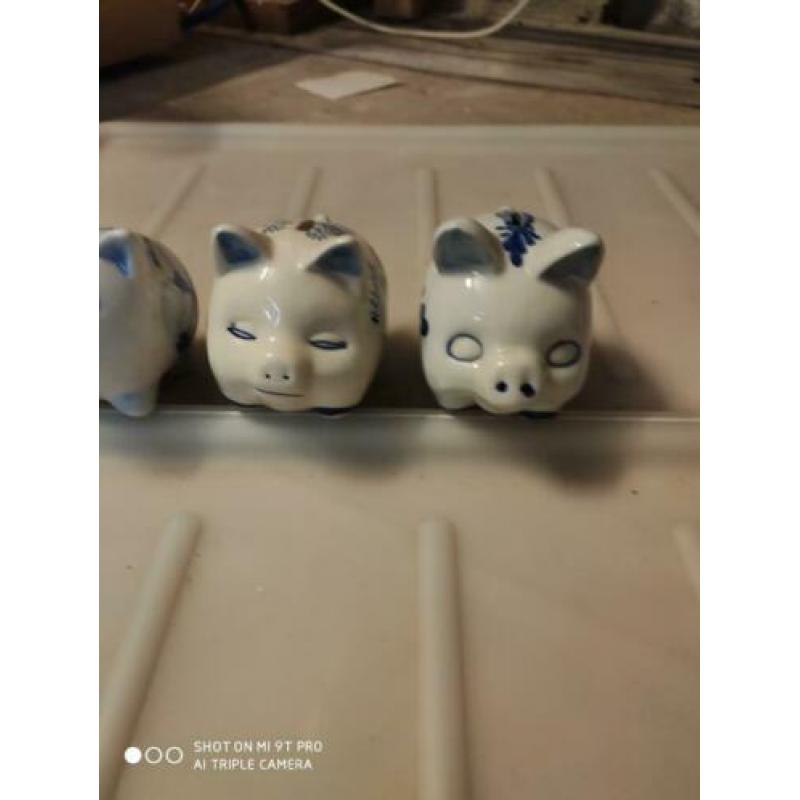 Handpainted Delfts blauw spaarvarken, delftsblauw varken