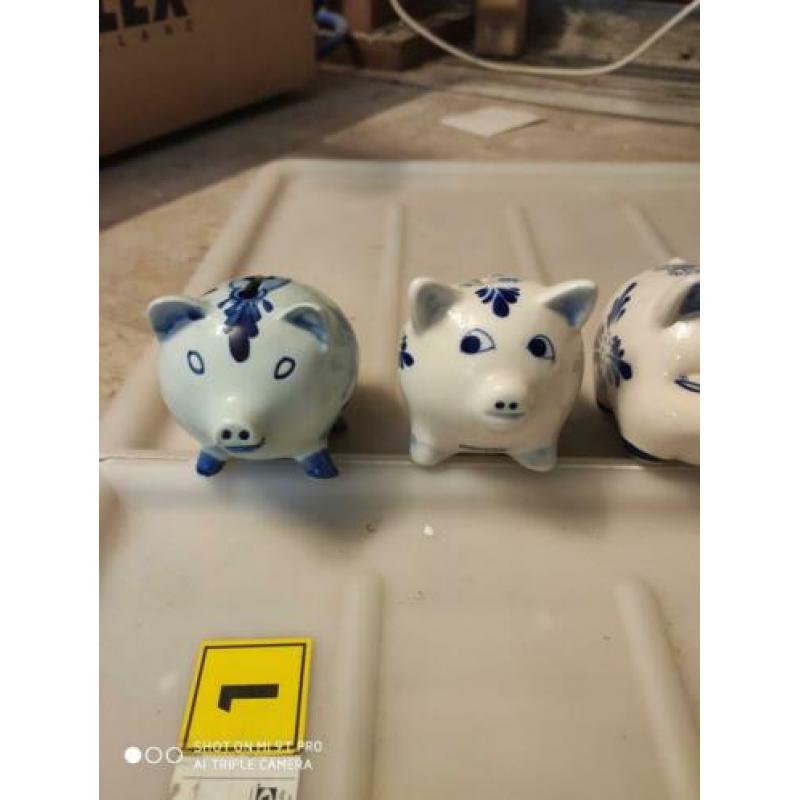 Handpainted Delfts blauw spaarvarken, delftsblauw varken
