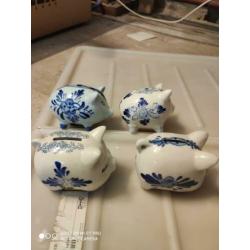 Handpainted Delfts blauw spaarvarken, delftsblauw varken