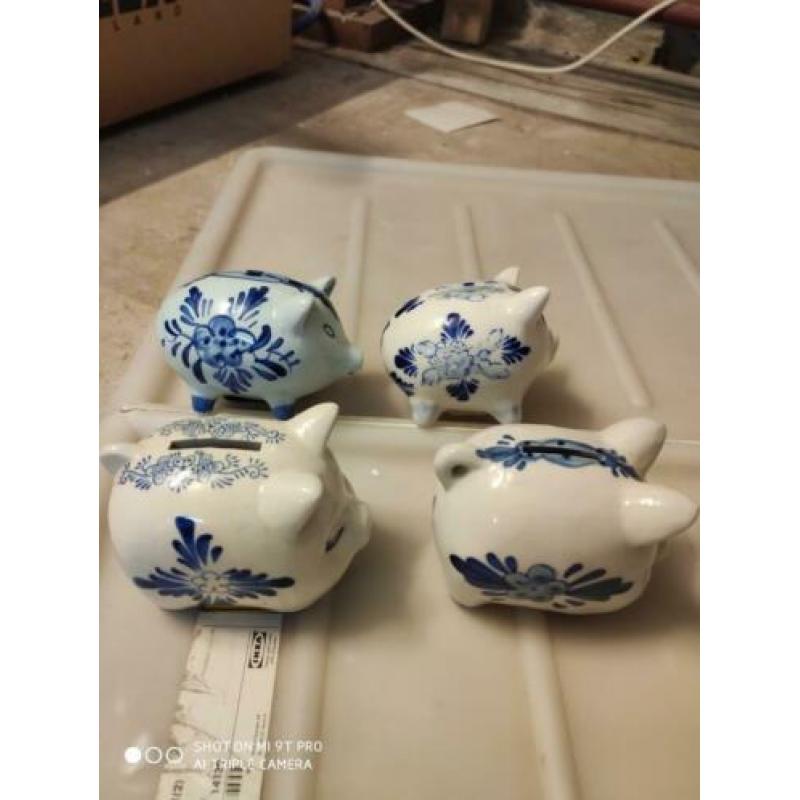Handpainted Delfts blauw spaarvarken, delftsblauw varken