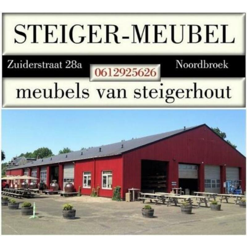 Steigerhout TUINTAFELS op maat, met dubbele kolompoot