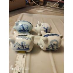 Handpainted Delfts blauw spaarvarken, delftsblauw varken