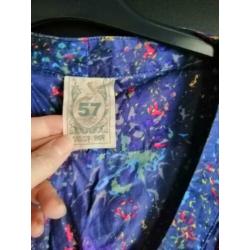 Sissy Boy 57 M blouse top zijdemix blauw bloemen