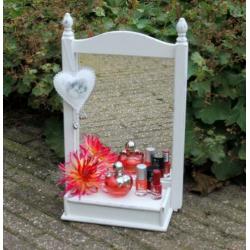 Houten kaptafel spiegel met kambak
