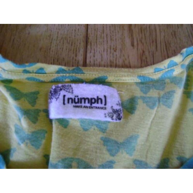 Geel/groen Numph vlinder shirt, maat M = S