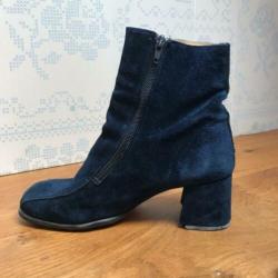 Donkerblauw suède enkellaarsjes, vintage, Bohemian style
