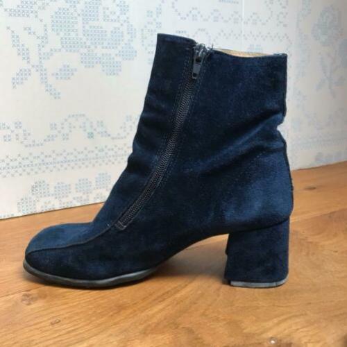 Donkerblauw suède enkellaarsjes, vintage, Bohemian style
