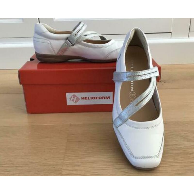 Lage feestschoenen - Wit/Zilver Leer - Maat 38(5) Wijdte H