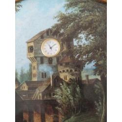in oplage gemaakt schilderijtje met klokje 28x23cm