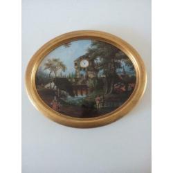 in oplage gemaakt schilderijtje met klokje 28x23cm