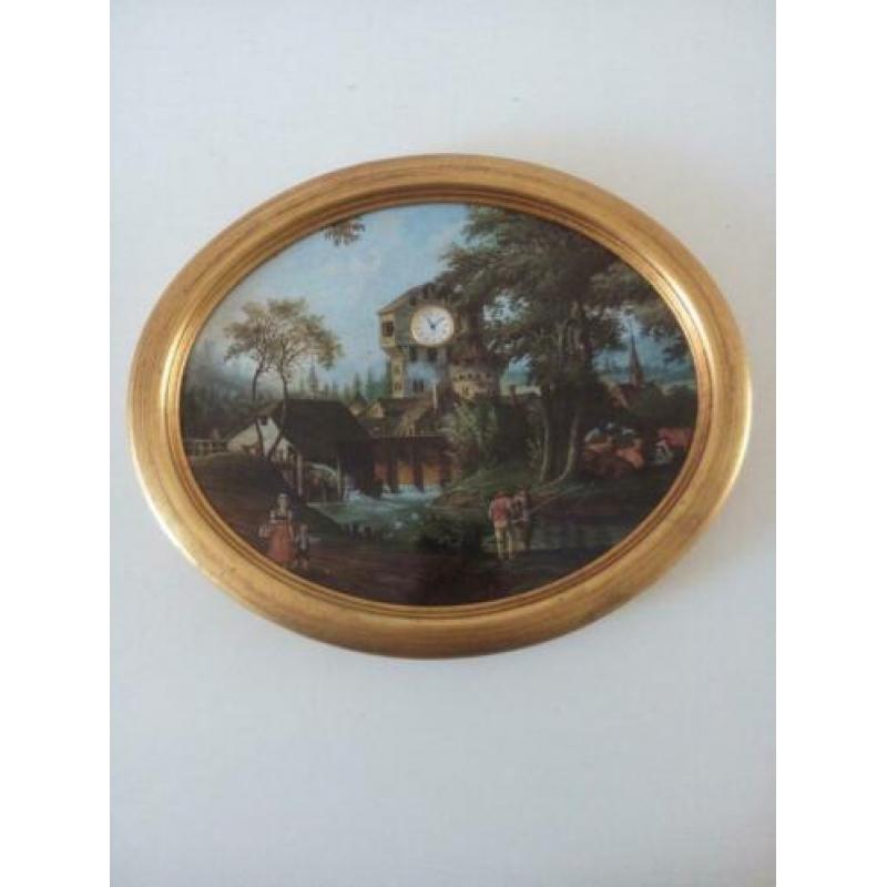 in oplage gemaakt schilderijtje met klokje 28x23cm