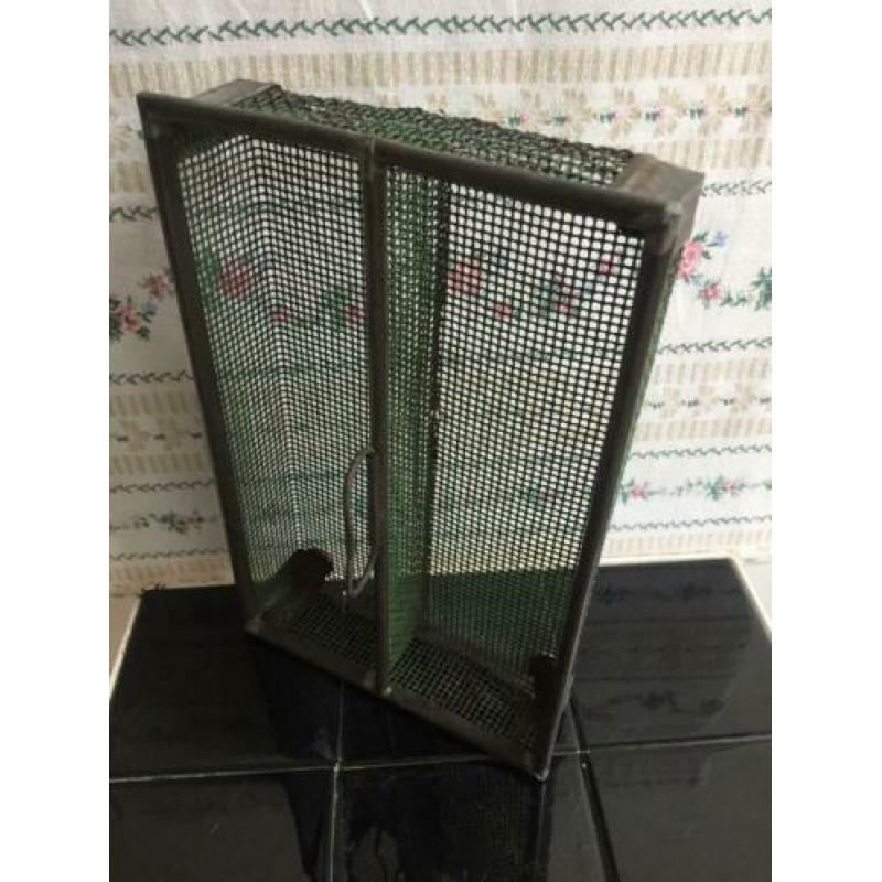 Brocante groen draadstaal bestekhouder