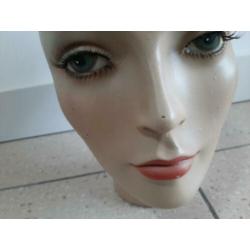 Retro vintage Kappershoofd etalagepop hoofd voor pruik