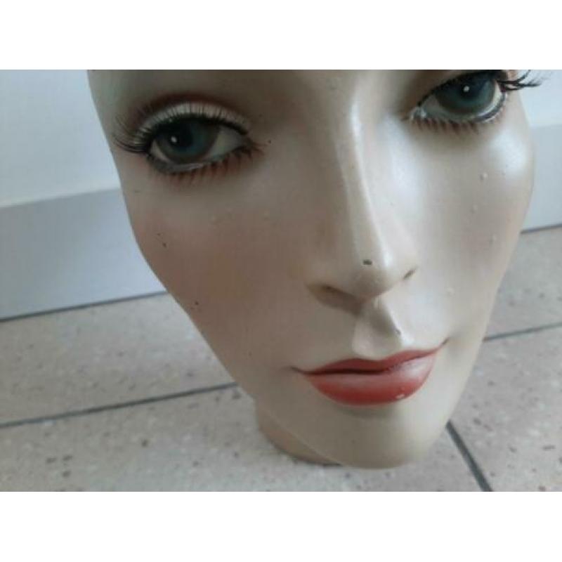 Retro vintage Kappershoofd etalagepop hoofd voor pruik