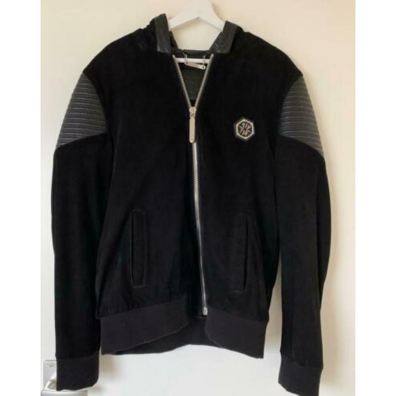 Orginele Suede/leren jas van phillip plein. Maat XL valt L