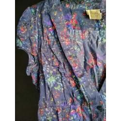 Sissy Boy 57 M blouse top zijdemix blauw bloemen