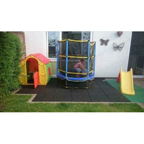 100 nieuwe rubber tegels 50x50x2,5 zwart speel tuin terras