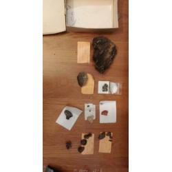 collectie mineralen/quartzen: o.a.zilvererts, hematiet,halie