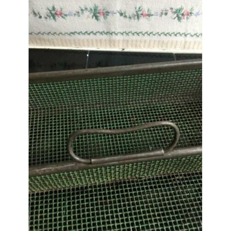 Brocante groen draadstaal bestekhouder