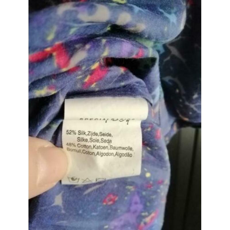 Sissy Boy 57 M blouse top zijdemix blauw bloemen