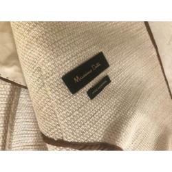 Massimo Dutti - Beige jasje met leren bies maat 40 (NIEUW)