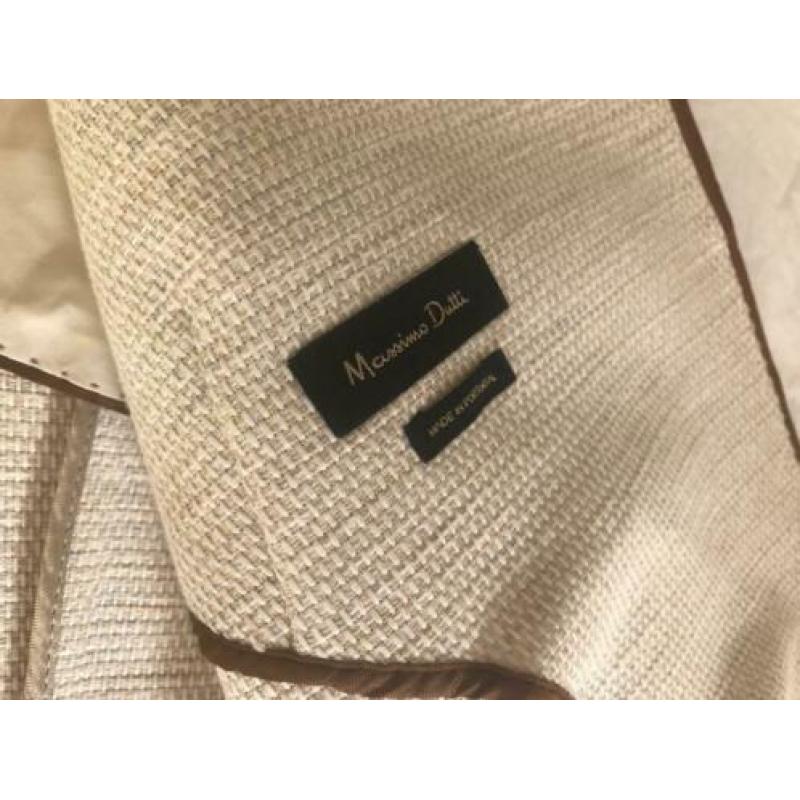 Massimo Dutti - Beige jasje met leren bies maat 40 (NIEUW)