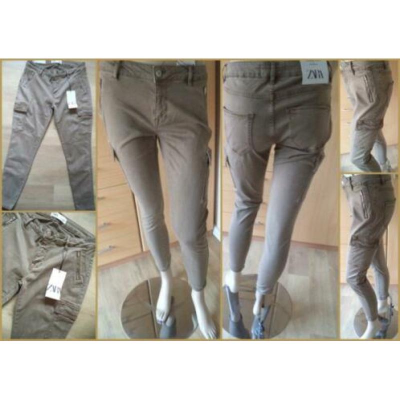 ZARA nieuwe cargo skinny stretchbroek maat 38