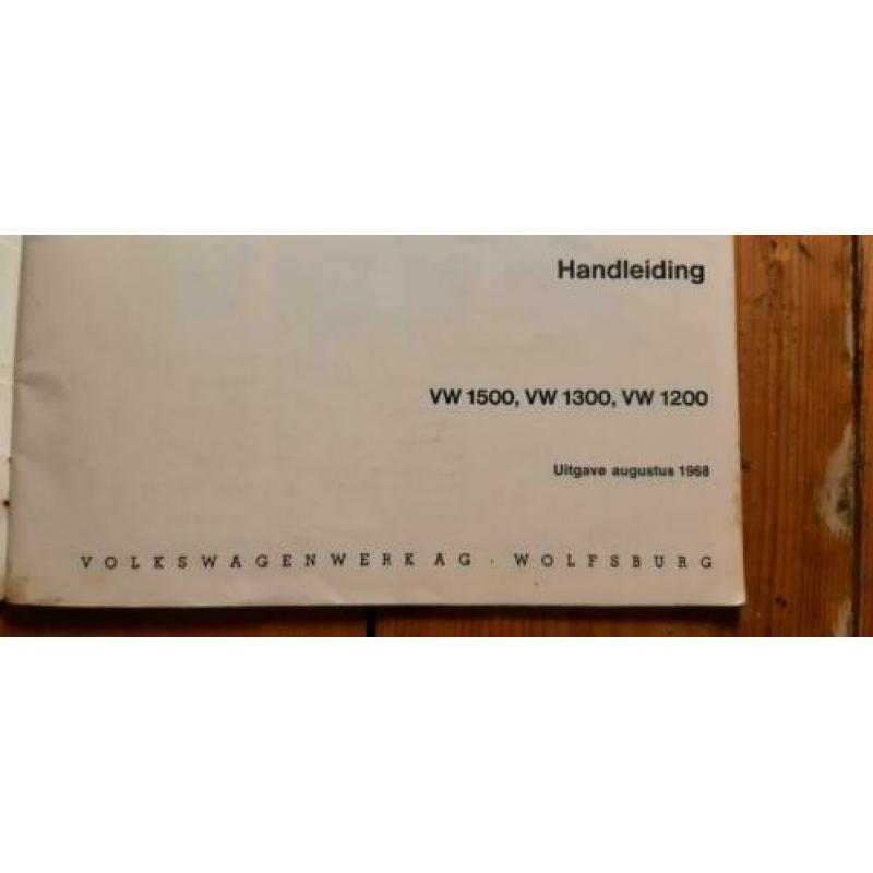 Vw volkswagen 1968 kever 1200 1300 en 1500 handleiding.