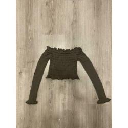 Donkergroene off shoulder top shirtje blouse van Zara