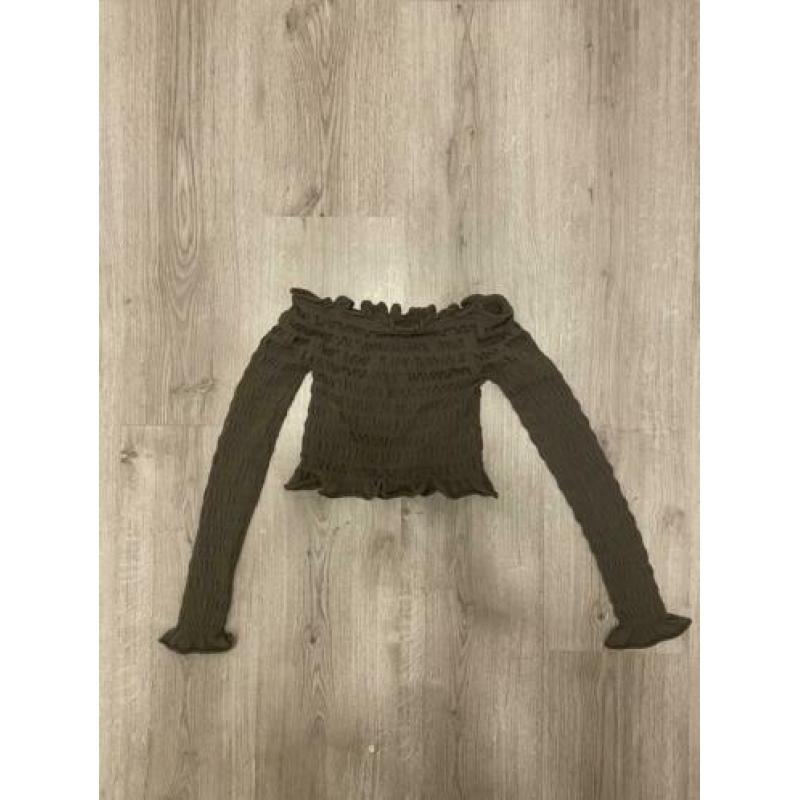 Donkergroene off shoulder top shirtje blouse van Zara