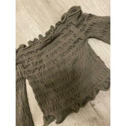 Donkergroene off shoulder top shirtje blouse van Zara