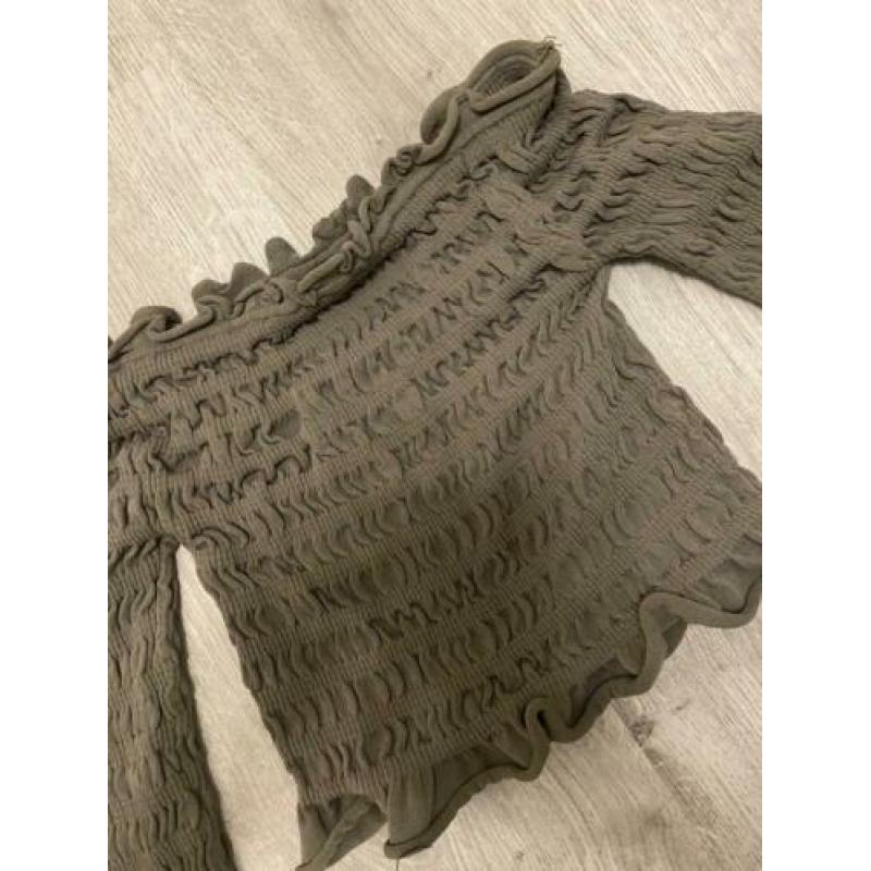 Donkergroene off shoulder top shirtje blouse van Zara