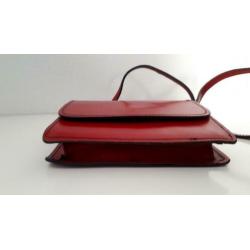 Leuk warmrode lederen crossbody tasje