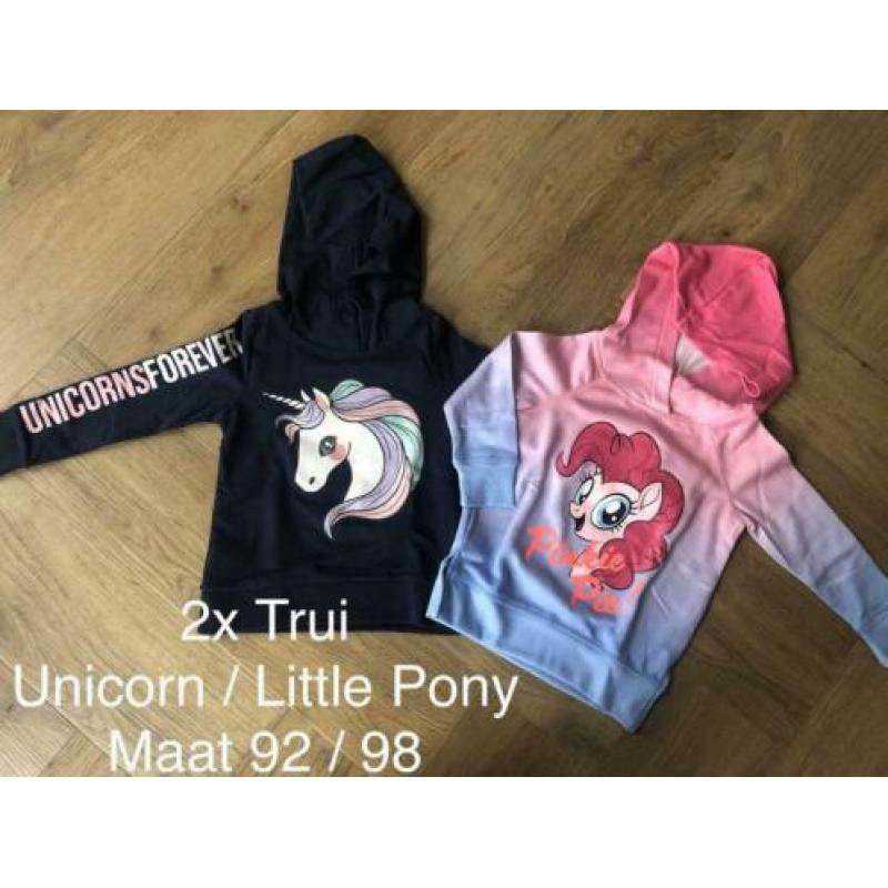 2x trui hoodie unicorn little pony meisjeskleding 92 98