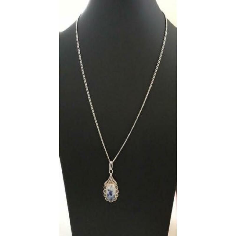 Zilveren ketting met DELFTS BLAUWE hanger nr 2