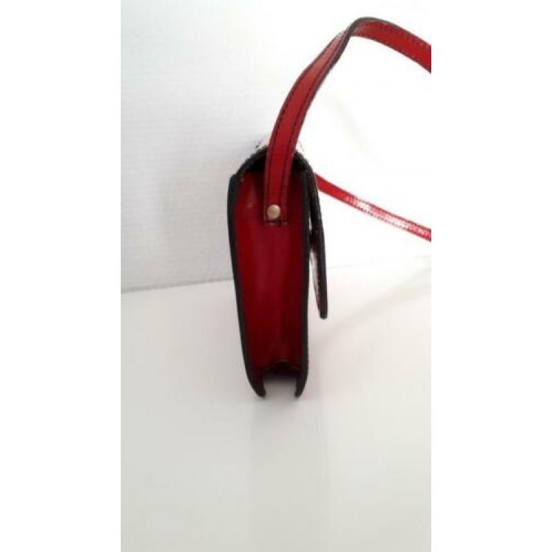 Leuk warmrode lederen crossbody tasje