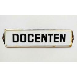 Oud emaille bord DOCENTEN reclamebord school deurpostje