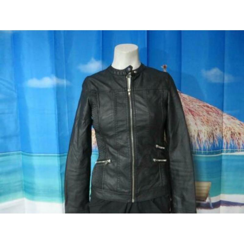 zwart imitatie leren /faux leer jasje new anima mt S Sparkz