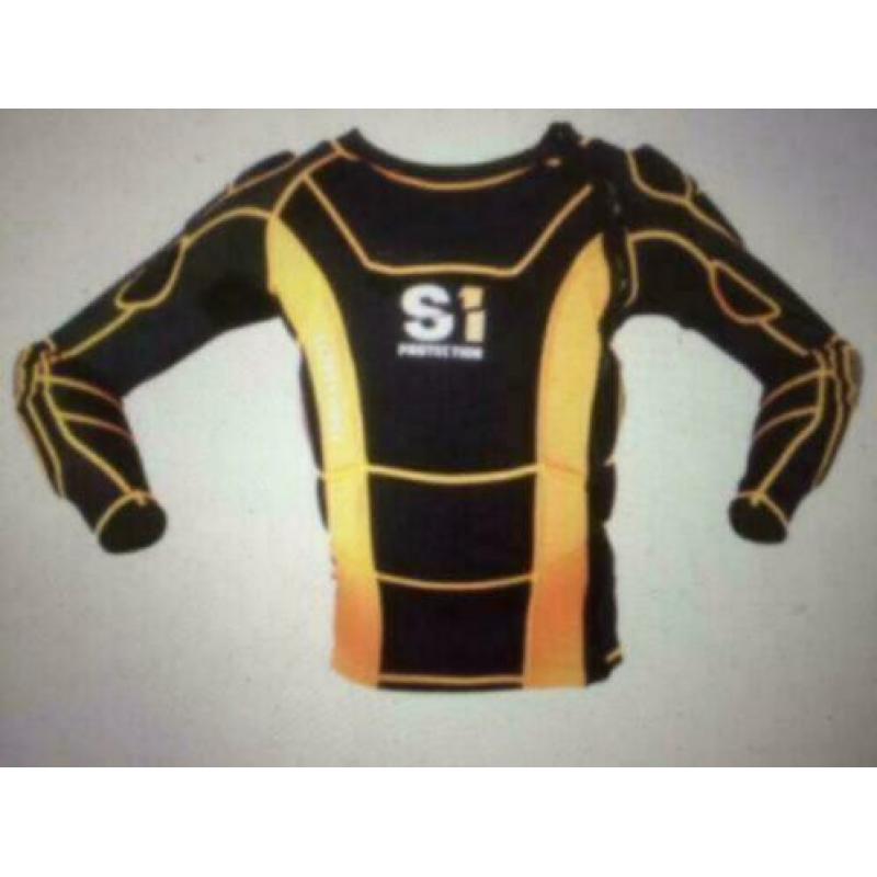 S1, Safety First Meybo BMX Bodyprotector, Zwart/Oranje Nieuw