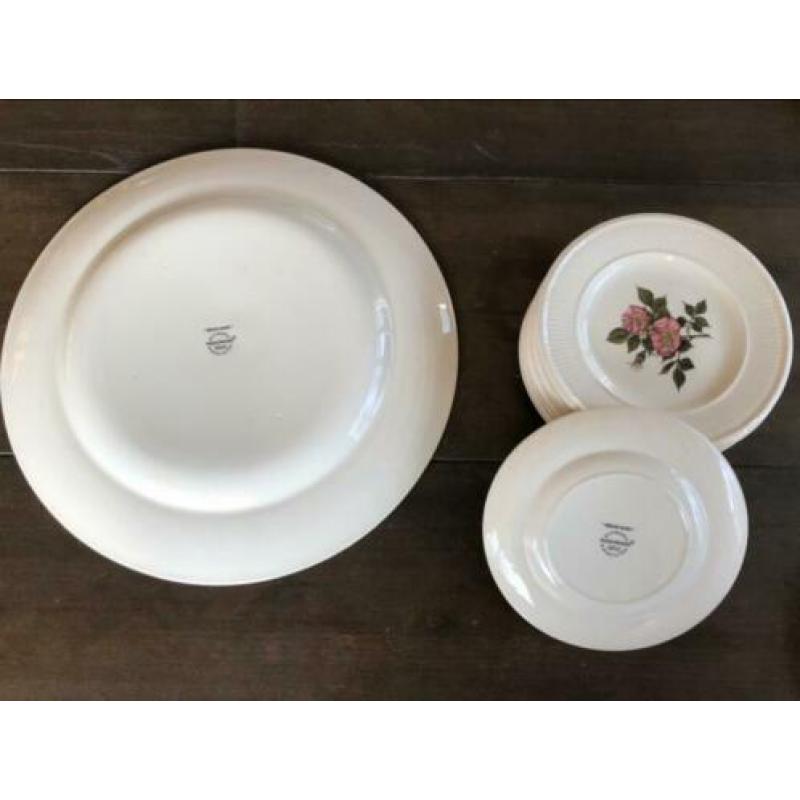 Wedgwood Briar rose gebak/taart schaal met 10 gebaksbordjes