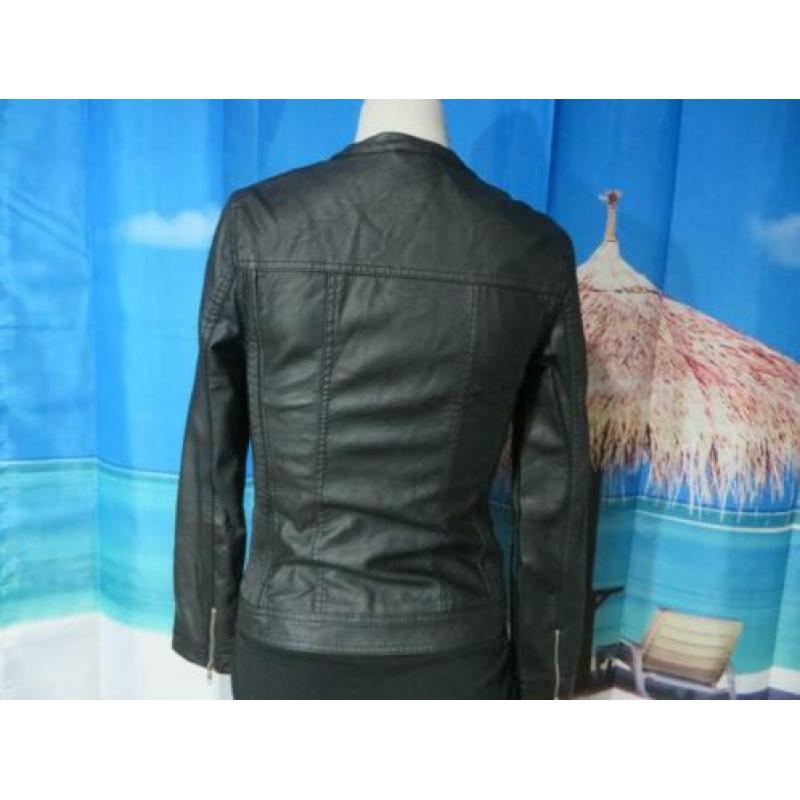 zwart imitatie leren /faux leer jasje new anima mt S Sparkz