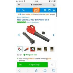 Wolf Garten 72V Li-Ion Power 24B bladblazer twv €223 (nieuw)