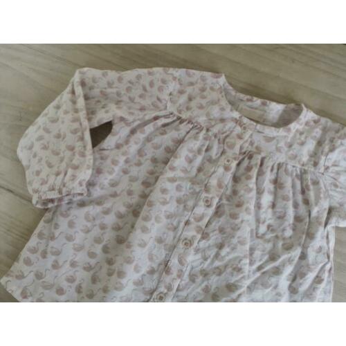 Mango blouse wit roze zwanen (2-3 jaar 98 cm) 86