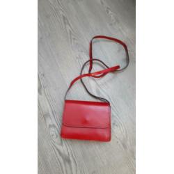 Leuk warmrode lederen crossbody tasje