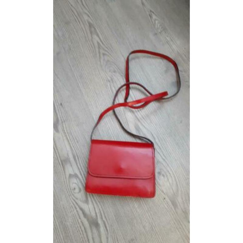 Leuk warmrode lederen crossbody tasje